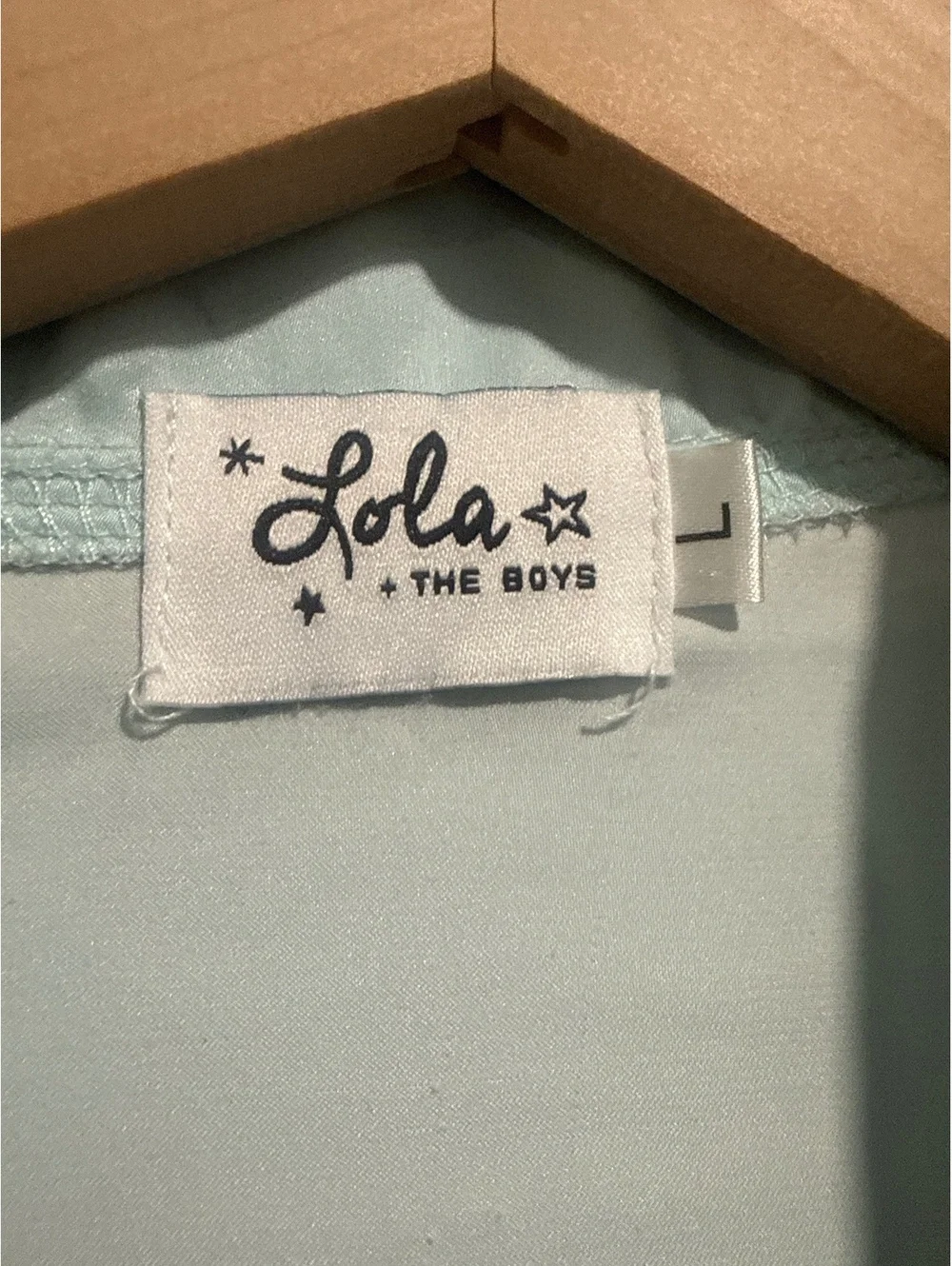 Lola + The Boys Sky Feather Silky Set in Light Blue with Faux Feather Trim, L